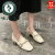 啄木鸟品牌鞋子女2024新款英伦风小皮鞋女方头粗跟一脚蹬单鞋时尚百搭工 米色 35