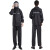 尔苗 分体式雨衣套装 时尚反光雨衣 劳保防汛雨衣 黑色 单层雨衣+雨裤 2XL码