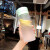 豪戴航磨砂男女随手韩式茶杯便携创意杯子透明时尚运动水杯塑料杯 黑色 1L 磨砂600ml