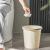 安达通 压圈垃圾桶 加厚塑料客厅厨房浴室大容量大口径无盖垃圾桶 奶油色中号