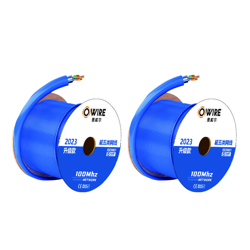 奥威尔(OWIRE) SSKJ-C5E-61s 0.51mm线径加粗 超五类4对双屏蔽网线 305.00 米/卷 (计价单位：卷)蓝色