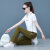 Jetlps休闲运动服套装女夏季2024年新款时尚洋气夏天薄款短袖长裤两件套 白色 XXL【建议118-128斤】