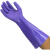 加厚耐用型胶皮一体绒手套洗碗清洁洗衣服防水加棉防寒加长冬 皮绒一体紫色40cm-10双装 L