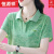 恒源祥（HYX）带领有领t恤女装纯棉短袖女夏季新款翻领衫中年夏装运动休闲上衣 108%23绿色 L