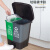 新国标分类垃圾桶双桶脚踏塑料连体可回收其他厨余带盖大号桶 60L(蓝+红) 可回收物+有害