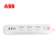 ABB 排插接线板三位六位USB五孔插排3A输出过载排插线板 白色六位五孔USB