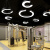 LED吊灯圆形六边形Y形人字形造型灯洗车店网吧商超舞蹈使用 实心圆形72W-直径80cm