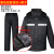 新式双层加厚分体式雨衣雨裤套装男款保安物业劳保成人反光防雨 黑色套装(布内里) XL