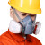 松工工业防毒面具喷漆消防专用全脸防护呼吸化工防尘面罩 7502白色硅胶+1号梯形滤毒盒