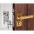 中式室内门锁磁吸卧室房门锁黑色中国风实木锁把手 中式分体黄古铜门锁(58锁体) 默认1