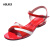 AGLKE新款夏季平底凉鞋女软底百搭女鞋夏款低跟妈妈鞋时尚红色皮鞋2024 红色 34