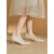 卡秀恩法式小众设计感气质高跟鞋日常可穿伴娘婚鞋单鞋女尖头中跟小跟鞋 香槟色细跟3厘米 34