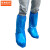 京洲实邦  一次性鞋套防水雨天加厚长筒养殖场靴套防滑户外漂流耐磨塑料脚套B 蓝色橡皮筋款（100只）