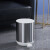 庄太太【灰色】圆桶形北欧不锈钢垃圾桶脚踏式有盖厨房客厅创意垃圾篓
