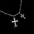 SNQP925镶晶钻尅罗伈双十字架吊坠项链 嘻哈复古情侣款金色毛衣链 银色五角星60cm