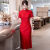 天颛送考旗袍日常可穿红色2024新款夏季大码开叉中长气质修身蕾丝裙 酒红色七分袖 2XL 130145斤