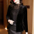 麦妮兰金丝绒外套女加大码上衣女夫人小西装时尚时髦春装2024新款中式 黑色 XL