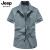 吉普（JEEP）短袖衬衫男士夏季新款修身纯棉薄款商务休闲衬衣纯色上衣 深灰色 M