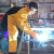 电焊焊工工作服防烫阻燃耐高温耐磨氩弧焊整皮焊接围裙 桔色长款高领长袖105CM【整皮】 XL