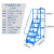 移动登高车仓库登高梯1/2/3米平台梯子带轮超市库房可移动取货梯 平台离地1.3m(0.6m宽)蓝色