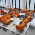 【链工】沙发网红咖啡厅双人卡座酒店大堂售楼处洽谈沙发桌椅组合 三人沙发【橘色】 其他