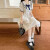 古芙色女童学院风裙子夏季中大童女孩洋气短袖薄款娃娃领儿童时尚连衣裙 白色 150