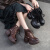 亲情夫人（QinQingfuren）夏季厚底增高女士短靴真皮镂空透气罗马妈妈凉鞋牛皮粗跟薄款靴子 单层 棕色 35