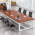实木会议桌简约现代生态板大桌子工作台洽谈桌长方形办公桌椅组合 浅灰色