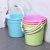 手提塑料大号水桶加厚储水用桶学生用洗澡带盖洗衣小圆桶 光滑款紫色28cm
