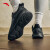 安踏男鞋2024皮面防水运动鞋耐磨跑步鞋男透气鞋子健身体育鞋 【皮面】黑/碳灰-7 42