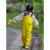 幼儿园男女儿童套装雨衣背带雨裤连体安吉游戏服两用款防水全身 901黄色(单上衣) XL