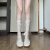 柔雅佳冰冰袜芭蕾风冰丝堆堆袜子女中筒夏季薄款蕾丝奶白色小腿ins潮 薄款堆堆袜套-米色 均码