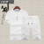 吉普（JEEP）夏季男士t恤两件套亚麻运动休闲男装潮流纯色v领短袖短裤套装 白色 单件 M