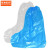 京洲实邦  一次性鞋套防水雨天加厚长筒养殖场靴套防滑户外漂流耐磨塑料脚套B 蓝色橡皮筋款（100只）