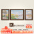 灵俞美式客厅装饰画沙发背景墙大气挂画手绘油画欧式三联画感壁画 塞纳河畔的春天-N款  左右40*60+中间60*80cm 肌理油画