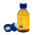 定制四氟盖 棕色流动相液相溶剂瓶液相色谱瓶50 500 1000ml蓝盖试剂瓶 2孔棕色流动液相瓶2000ml