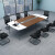 冠笙会议桌办公家具现代简易小型钢木会议桌板式长条桌会客洽谈桌 深胡桃 定制尺寸-颜色