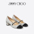 周仰杰（JIMMY CHOO ）[明星同款]/ELISA系列 女士粗跟玛丽珍鞋单鞋JC 黑色银色 闪粉玛丽珍鞋 39