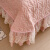浪莎（LangSha）床盖款四件套牛奶绒纯色韩式花边蕾丝夹棉绗缝家用防滑圆角床单 桃粉 1.8m床盖四件套