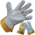 短款牛二层皮焊接焊工防护手套耐磨隔热耐高温劳保手套 黄布二指（加固款） （1双） 均码