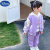 迪士尼（Disney）女童春装套装2024新款小童春秋季长袖卫衣外套洋气帽衫休闲三件套 7203紫色(上衣+背心+长裤) 90码(建议身高80-85CM)