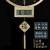 凯琴 现代简约铜挂钟钟表带日历电波自动对时轻奢电视背景墙格栅挂表 大号日历-贝壳黑色表盘 1cm 自动对时电波机芯（保10年）
