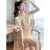 麦潮尚设计感泡泡袖方领连衣裙女夏天裙子法式甜美减龄小个子黄色鱼尾裙 主图款 XL 113--124斤