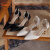 鞋柜（shoebox）达芙妮集团旗下法式珍珠小高跟鞋女细跟24年夏尖头一字扣单鞋女 米色 34