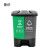 LS-ls46 新国标脚踏分类双格垃圾桶 商用连体双桶垃圾桶 20L绿灰(新国标)
