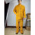 牛皮电焊工防护服烧焊工作服焊接隔热防烫保护衣黄色衣 黄色整套 XXL