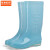 京洲实邦 高筒雨靴女式时尚加绒棉套防滑耐磨防水PVC水鞋透明雨鞋B 糖果蓝 36