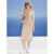 唐可娜儿（DKNY）春夏假两件飘带水手领条纹针织开叉连衣裙 咖色条纹 S
