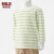 无印良品 MUJI 婴童 印度棉天竺编织 条纹长袖T恤 CCD02A1S 青柠绿条纹 80