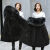 贤语新款派克服女中长款洋气加绒加厚冬季棉衣大毛领外套潮 黑色 L 110-125斤